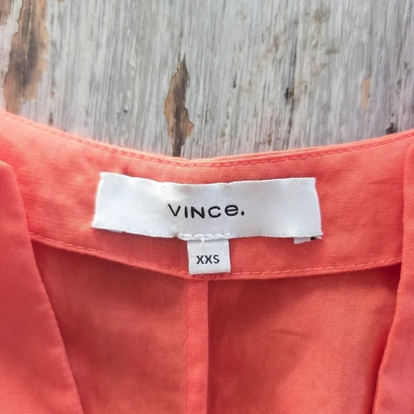Vince Cuffed Short Sleeve V-Neck Dress Orange Women's XXS - Picture 6 of 10